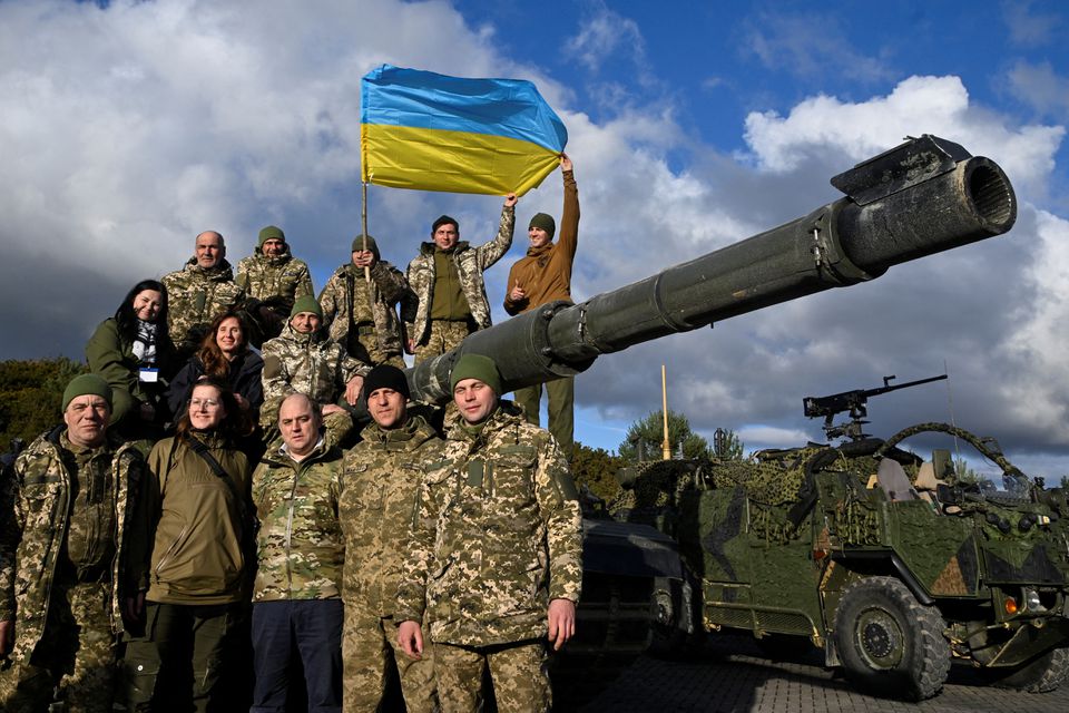 large-ukrainian-flags-are-painted-on-the-asphalt-by-protesters-in-front-of-the-russian-consulate-in-london